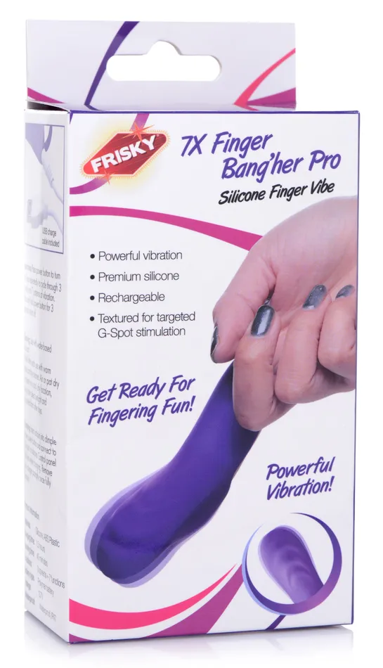 Vibrators XR Brands 7X Finger Bang Her Pro Silicone Vibrator Purple