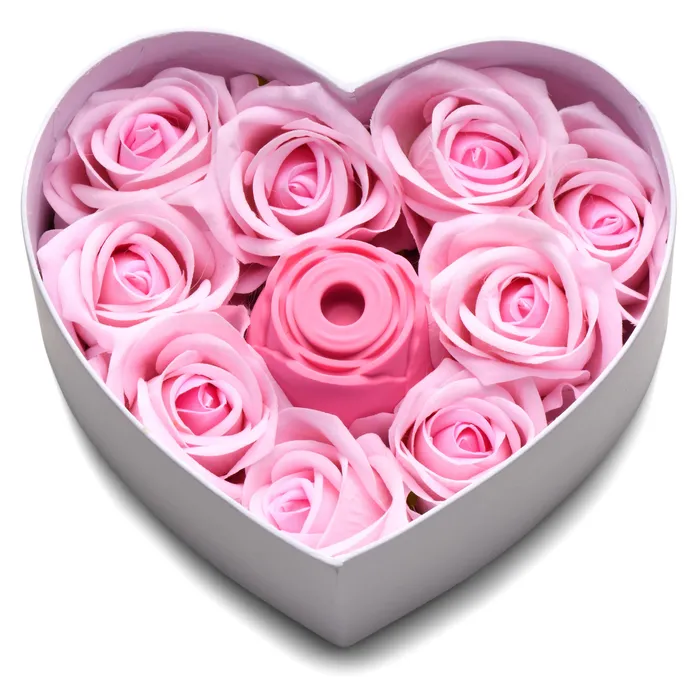 Vibrators XR Brands The Rose Lovers Gift Box 10x Clit Suction Rose Pink