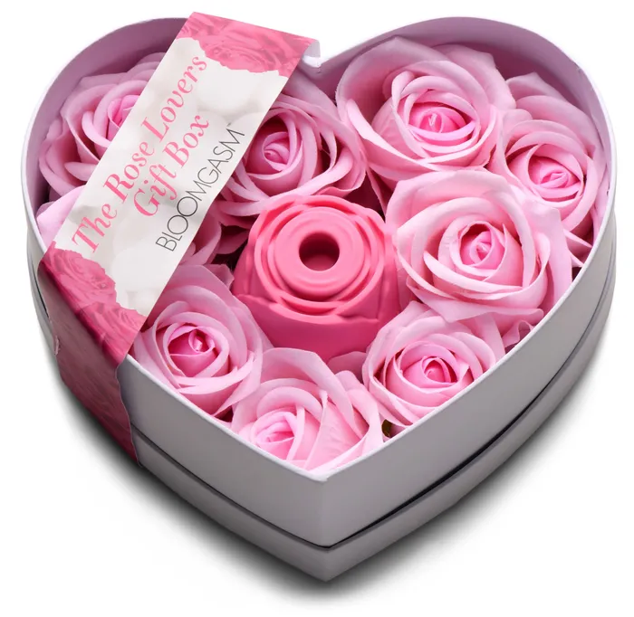 Vibrators XR Brands The Rose Lovers Gift Box 10x Clit Suction Rose Pink
