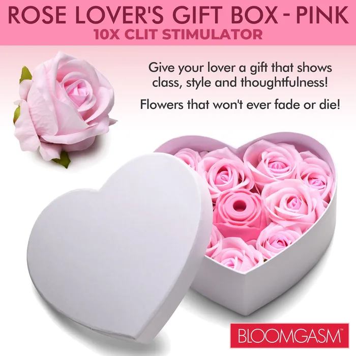 Vibrators XR Brands The Rose Lovers Gift Box 10x Clit Suction Rose Pink