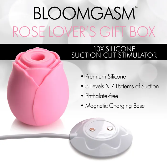 Vibrators XR Brands The Rose Lovers Gift Box 10x Clit Suction Rose Pink