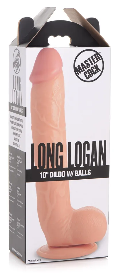 XR Brands Dildos Long Logan 10 Inch Dildo with Balls Light