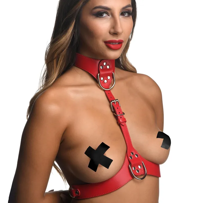 XR Brands Mens Underwear Red Female Chest Harness MediumLarge