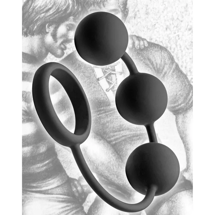XR Brands Tom of Finland Silicone Cock Ring with 3 Weighted Balls Male Sex Toys XR Brands Tom of Finland Silicone Cock Ring with 3 Weighted Balls Male Sex Toys